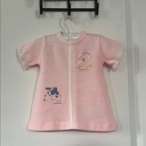 Lord & Taylor Infant Pink Sweater dress with Embroidered Animals